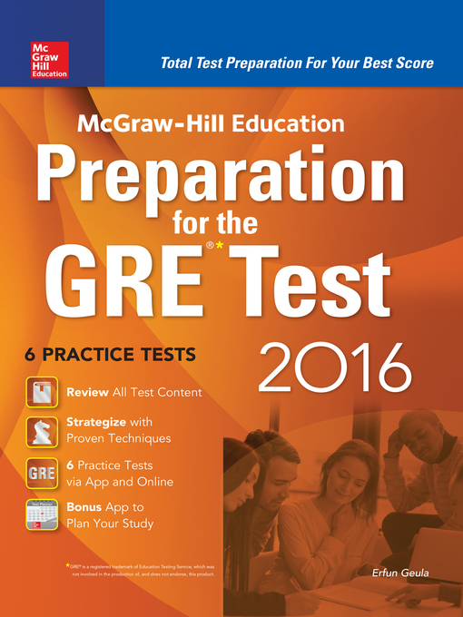 Cover image for McGraw-Hill Education Preparation for the GRE Test 2016